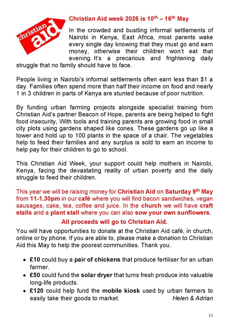 Christain Aid week 10-16 May 2026
